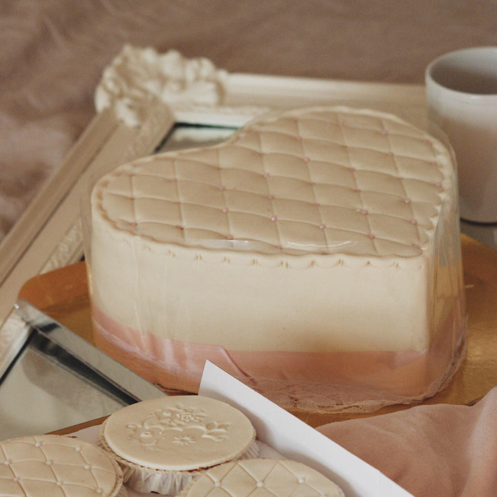 White Deluxe Valentine’s Day cake in heart shape – double height