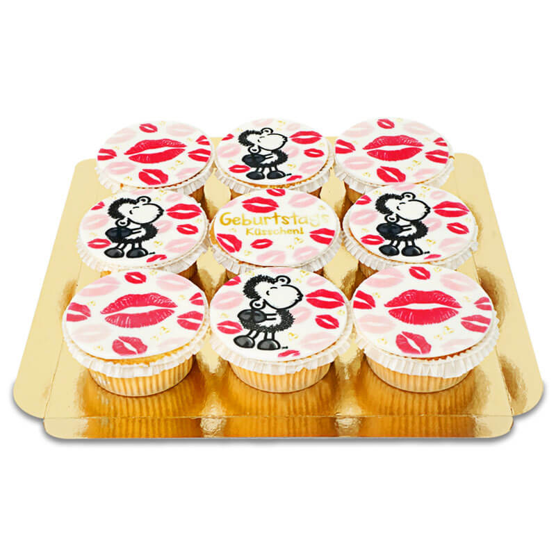 Sheepworld - Birthday Kisses Cupcakes, 9 pieces