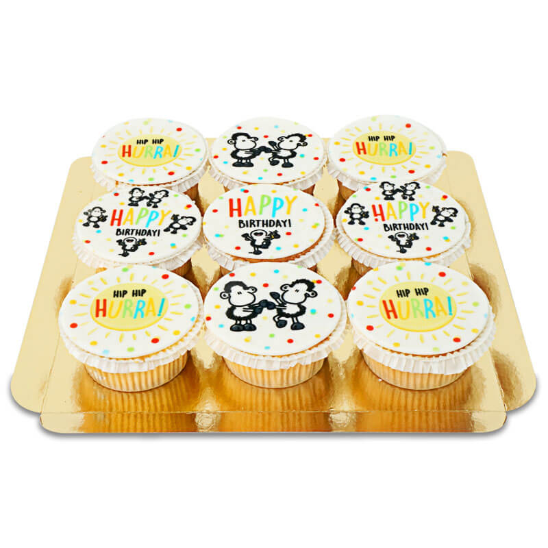 Sheepworld - Hip Hip Hurray Cupcakes, 9 pieces