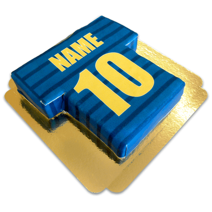 Football shirt cake, blue and gold