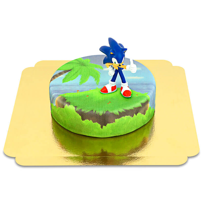 Sonic® figure on island cake