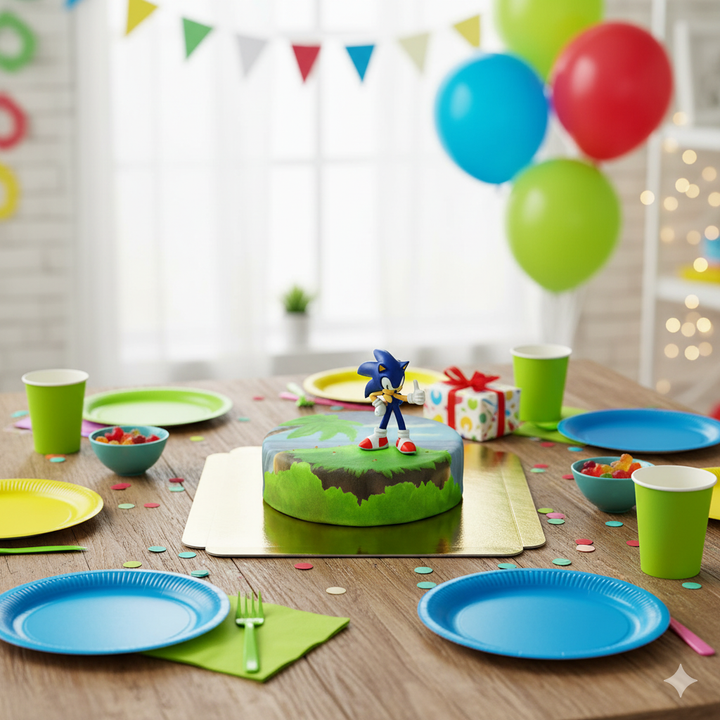 Sonic® figure on island cake