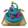 SpongeBob® & Patrick on a two-tier sea-themed cake with ribbon