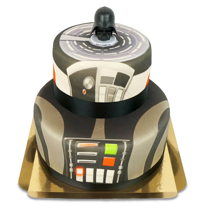Darth Vader® on a two-tier space station cake