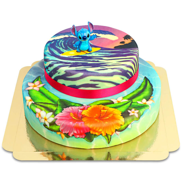 Stitch® on a 2-tier surfer cake