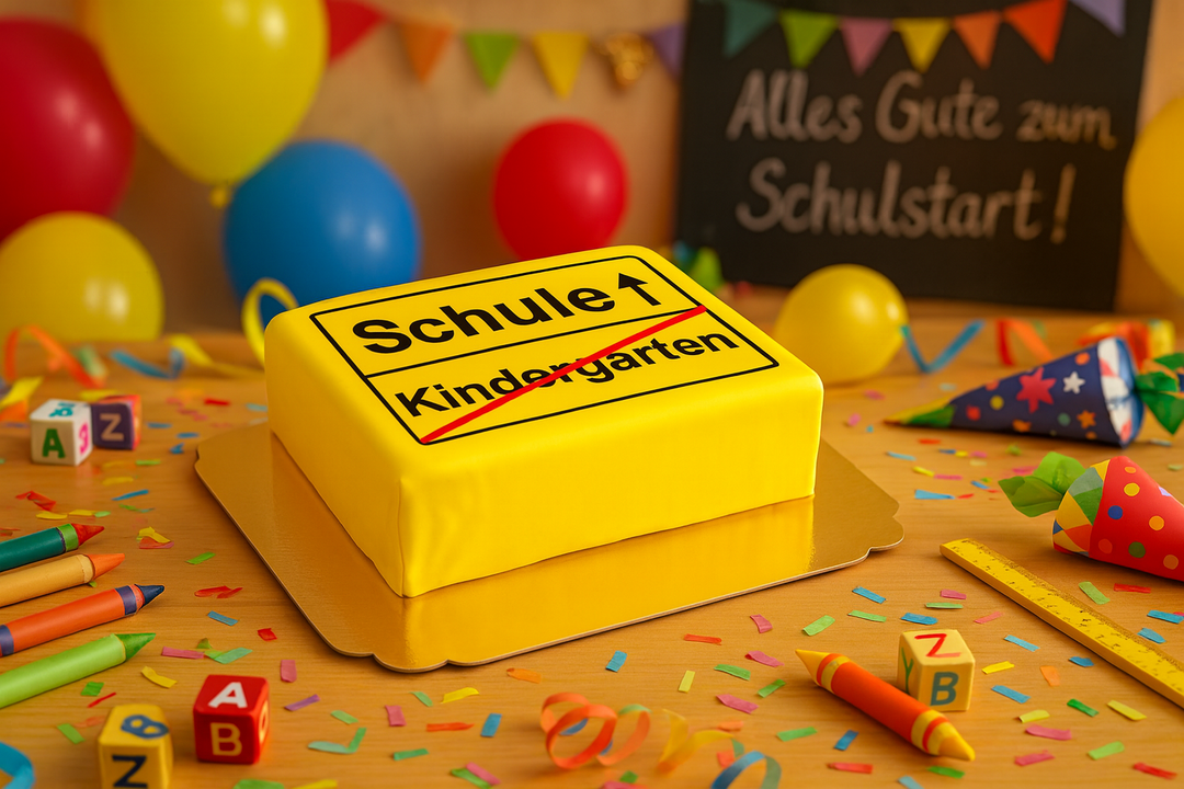 Square road sign cake for first day at school