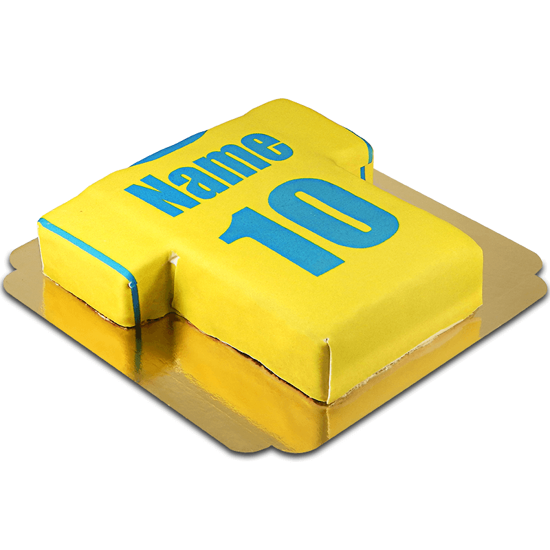 Football shirt cake, yellow and blue