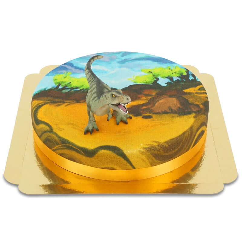 Dino cake with T-Rex figure
