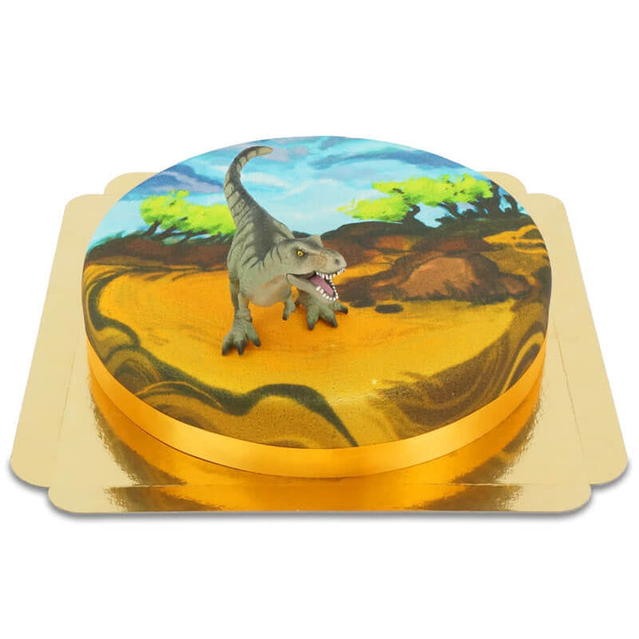 Dino cake with T-Rex figure