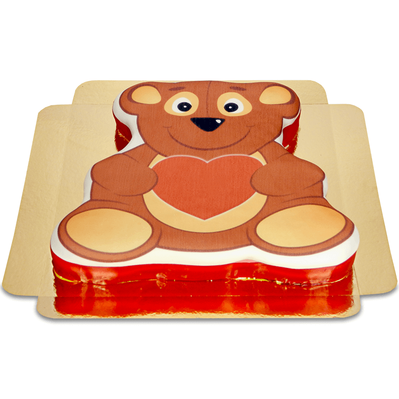 Teddy Bear-Shaped Cake with Heart