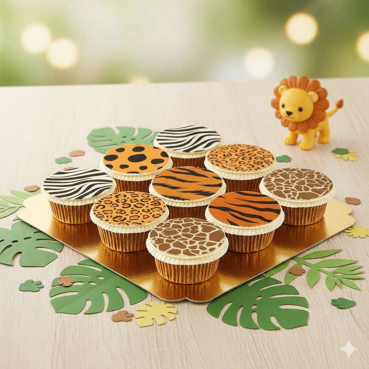 Animal-print cupcakes, 9 pieces