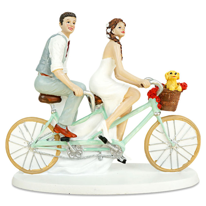 Cake topper – bride and groom on a bicycle