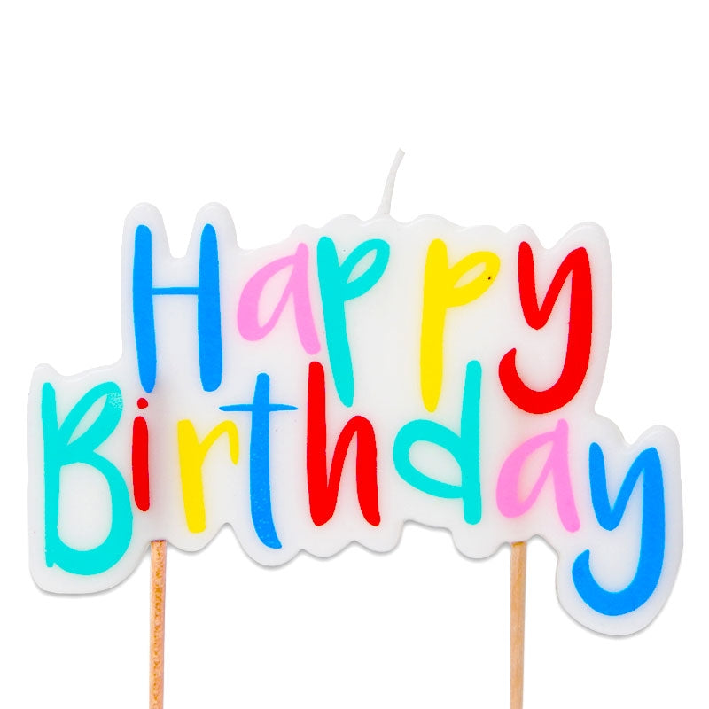 Cake Candle, Happy Birthday Multicoloured