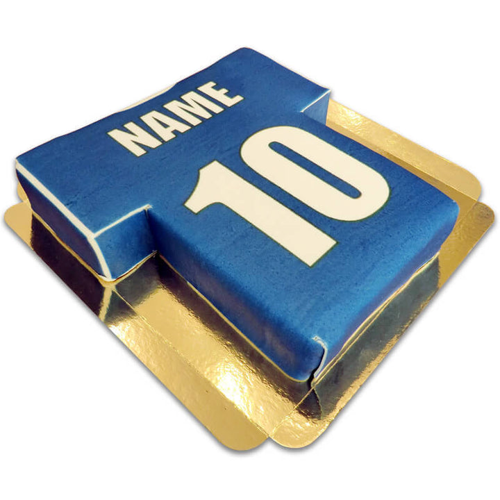 Football shirt cake, blue and white