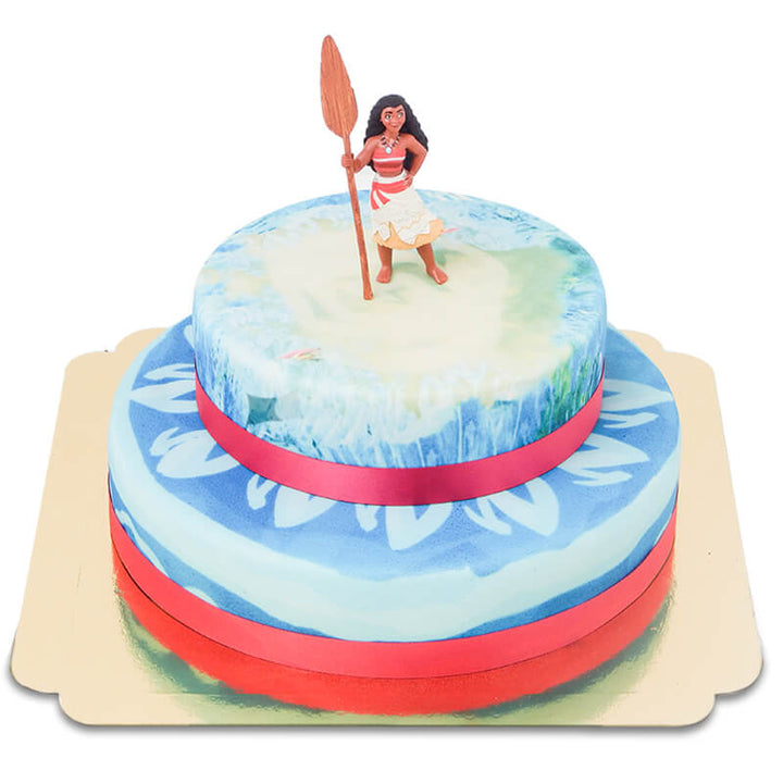 Moana® on a two-tier ocean cake