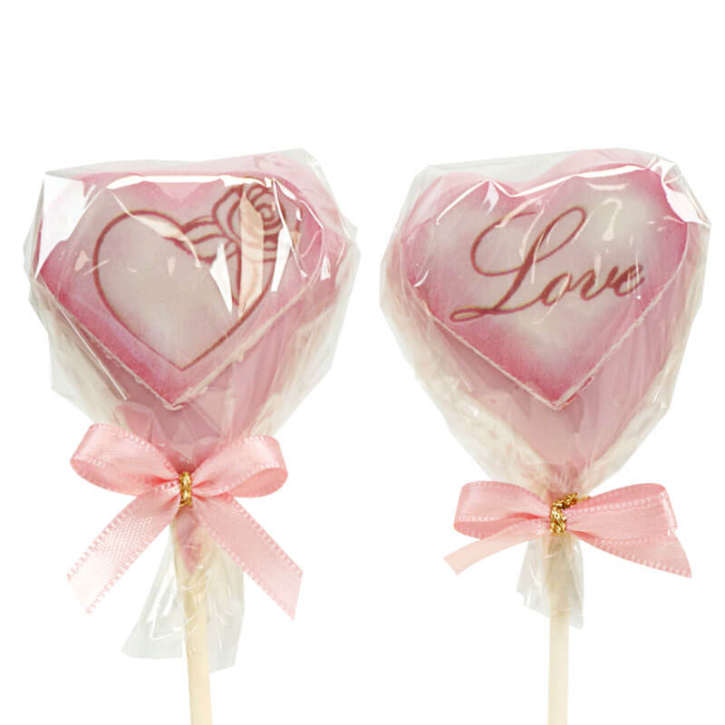 Valentine's Day Heart Cake Popsicles Pink (12 pieces)
