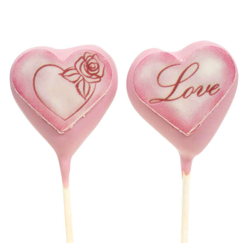 Valentine's Day Heart Cake Popsicles Pink (12 pieces)