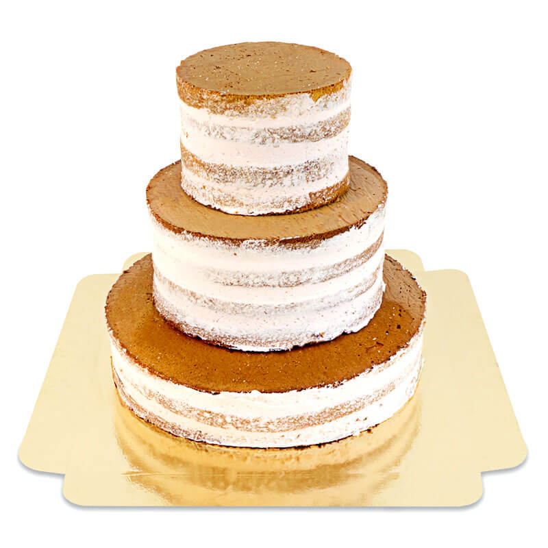 3-tier vanilla naked cake with biscuit crunch