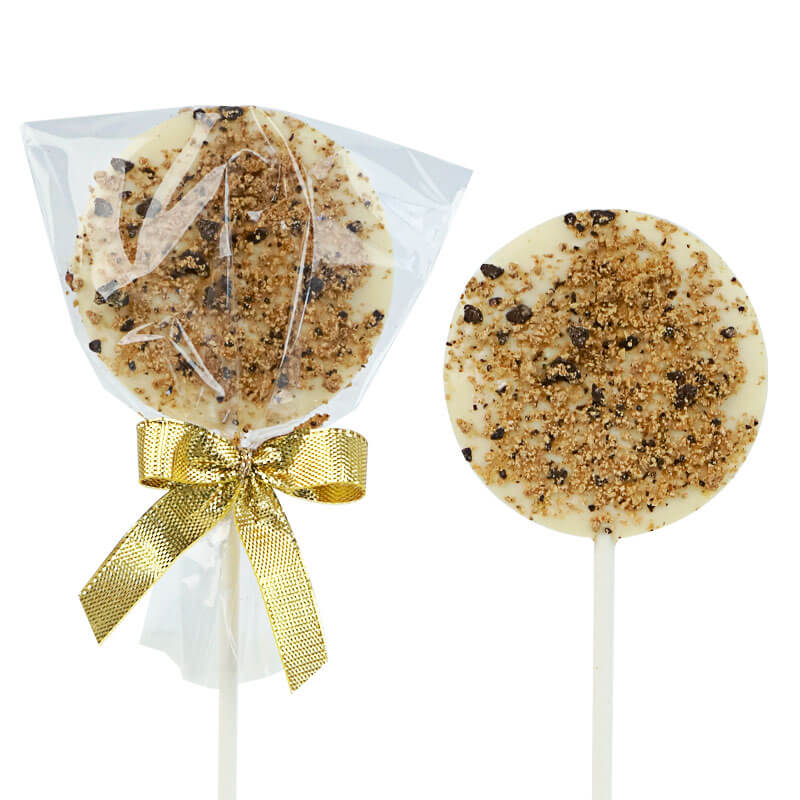 Lollipops with white chocolate & cookie crumble (10 pieces)