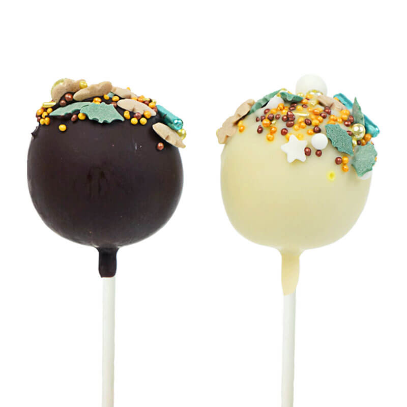 Christmas cake pops with gold and green sprinkles (12 pieces)