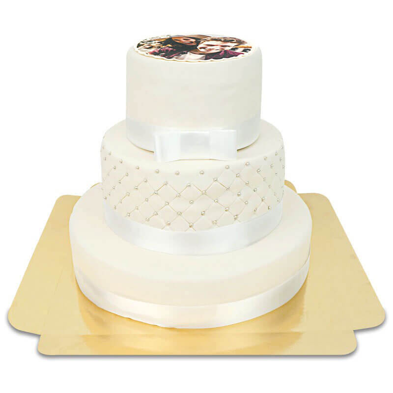 White photo wedding cake "White Wedding"