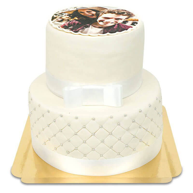 White photo wedding cake "White Wedding"