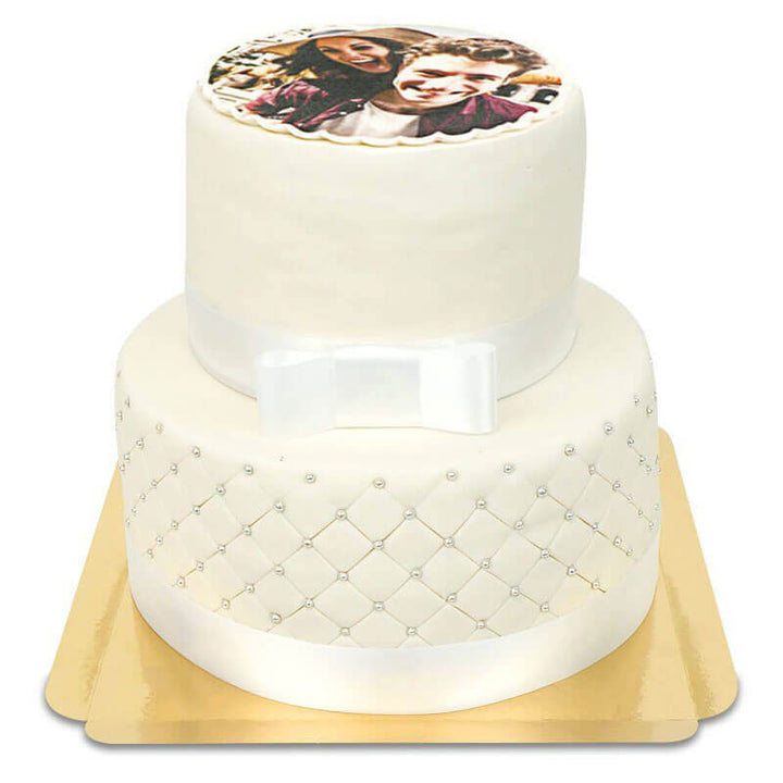 White photo wedding cake "White Wedding"