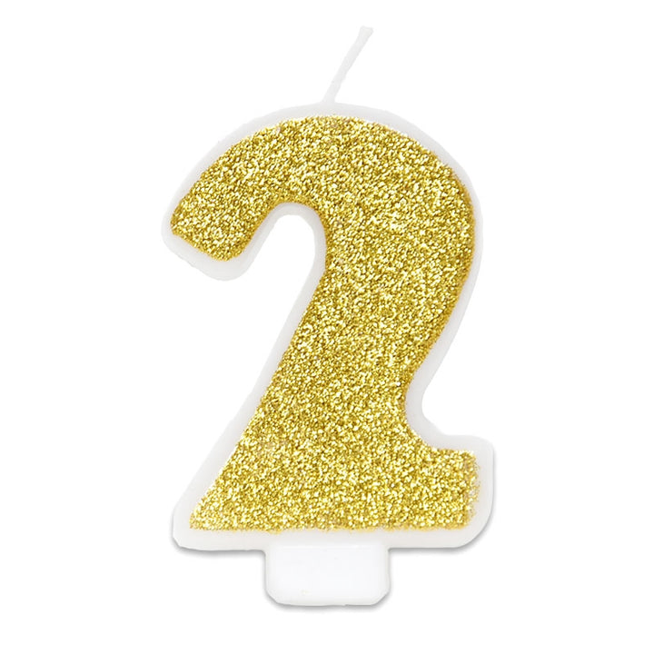 Gold number candle 2, approx. 6 cm