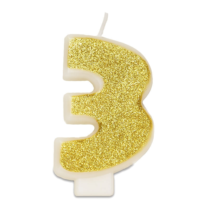 Gold number candle 3, approx. 6 cm