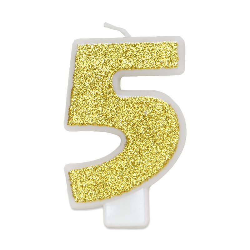 Gold number candle 5, approx. 6 cm