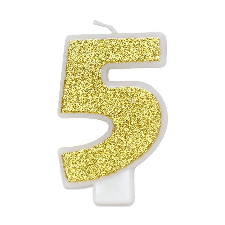 Gold number candle 5, approx. 6 cm