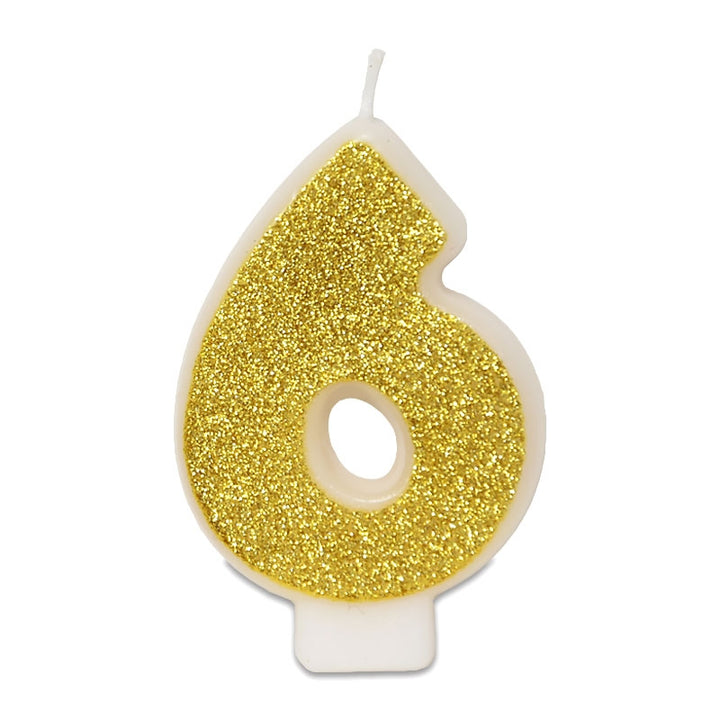 Gold number candle 6, approx. 6 cm
