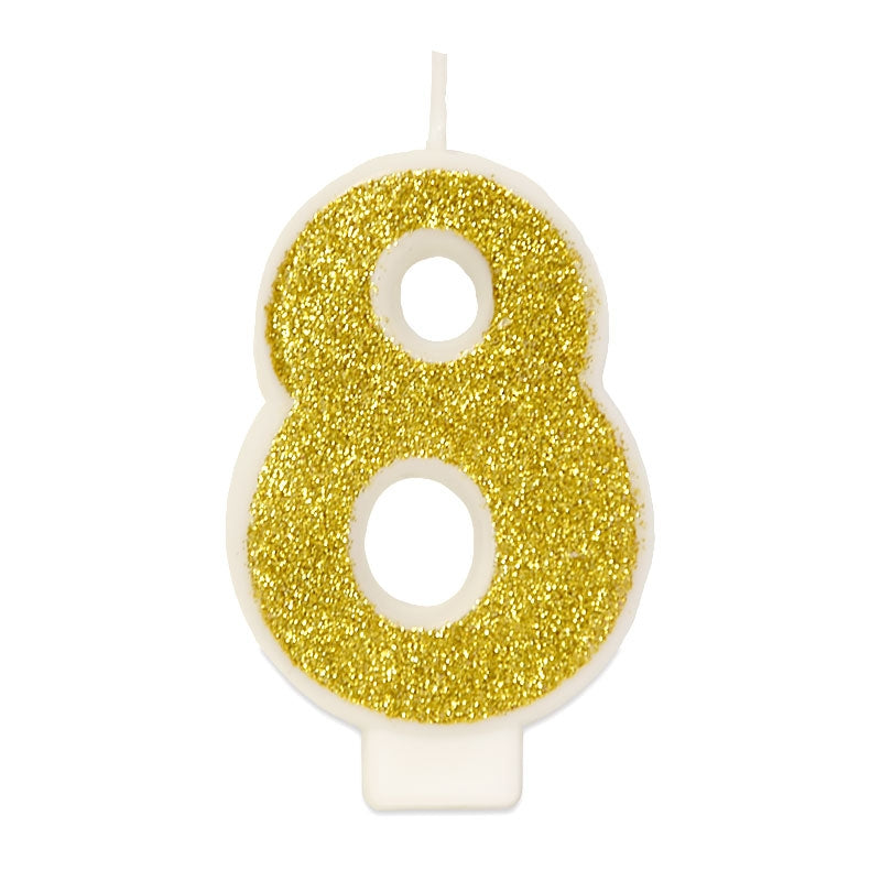 Gold number candle 8, approx. 6 cm