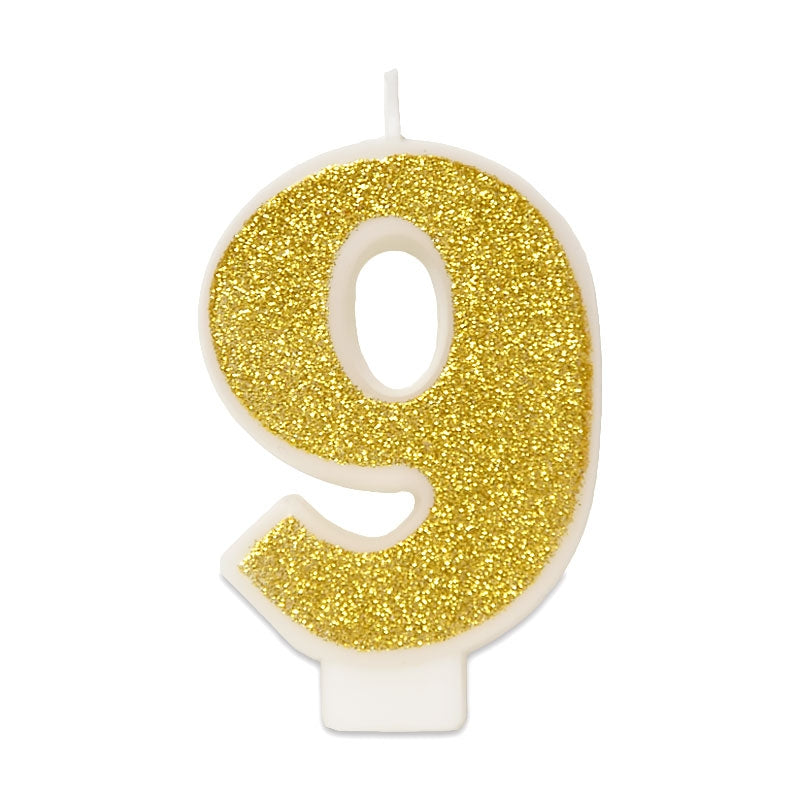 Gold number candle 9, approx. 6 cm