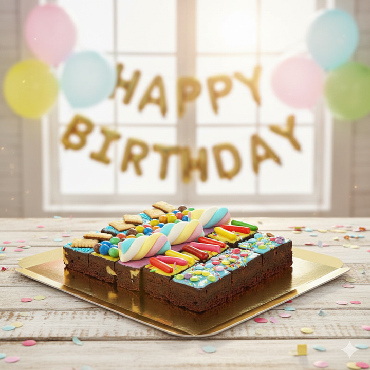 15 brownies with a colourful decoration mix