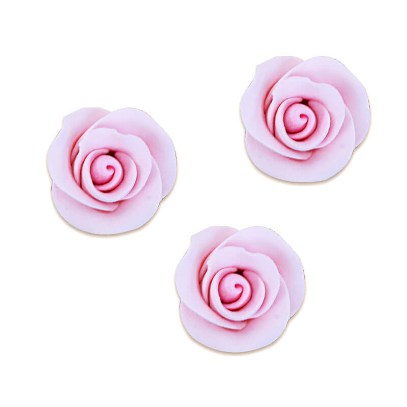 3 pink sugar roses, approx. 28 mm
