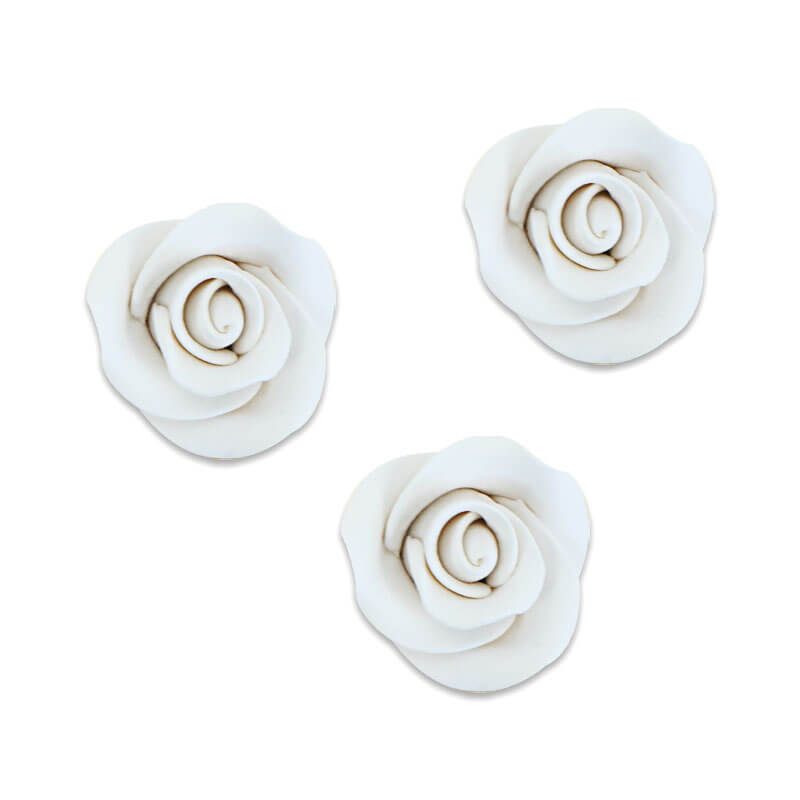3 white sugar roses, approx. 28 mm